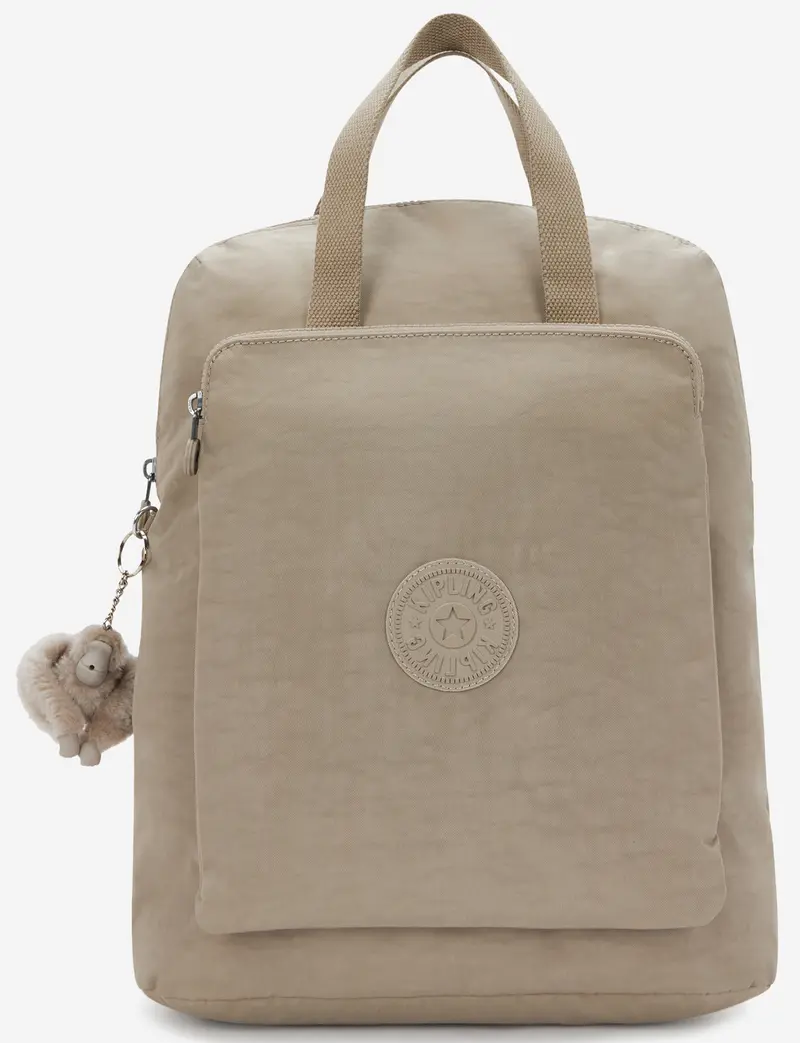 Kipling Kazuki Soft Taupe Medium Backpack – Padded Laptop Sleeve & Urban Functionality 1