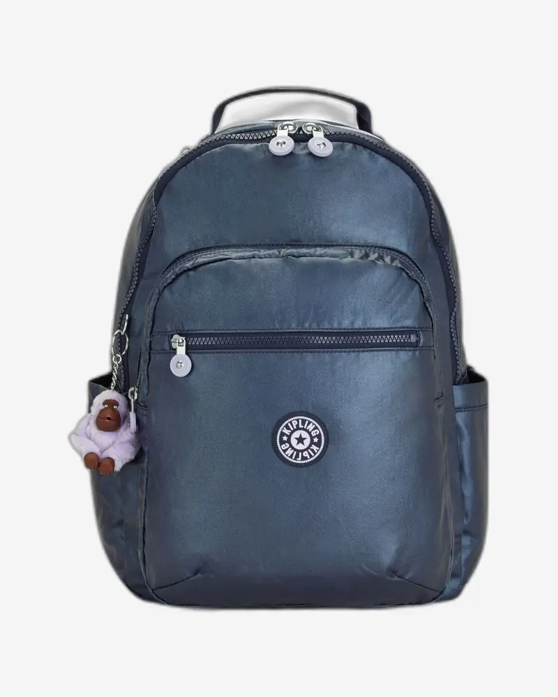 Kipling Seoul Admiral Blue Metallic Large Backpack – Sleek Shimmer Finish Backpack 1