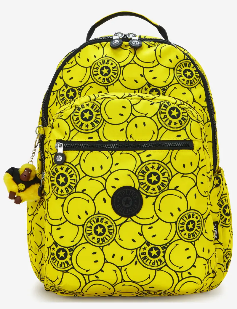 Kipling Seoul Lap Backpack – Yellow Fun Ball Design, Laptop-Friendly Large Model 1