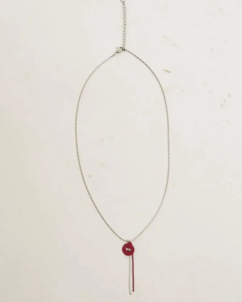 Kipling Strawb Silver Necklace – Lightweight Alloy Pendant With Signature Logo 1