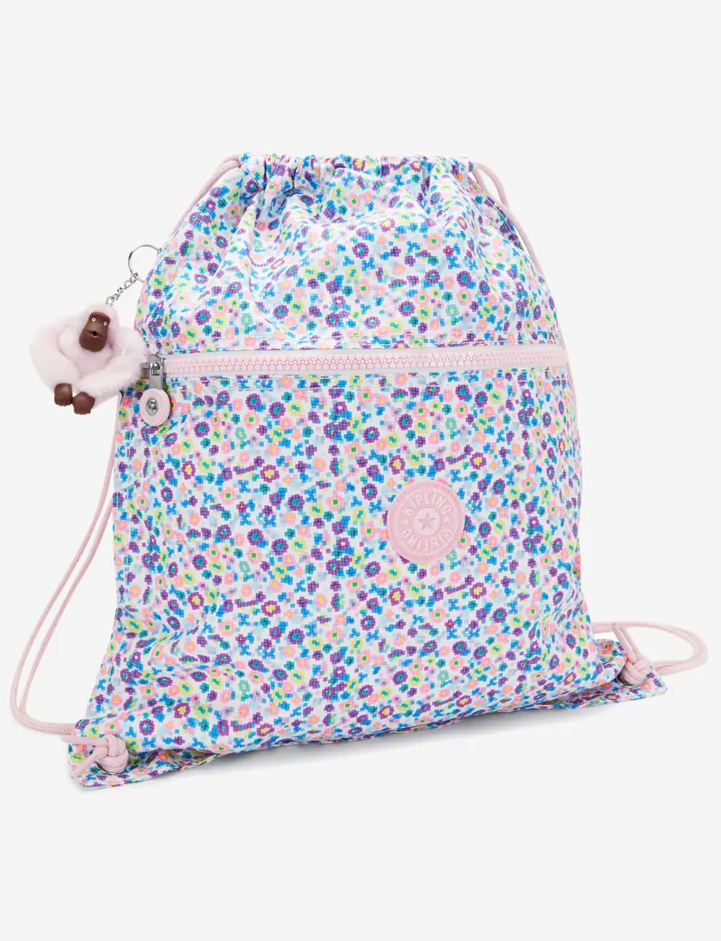 Kipling Supertaboo Digi Floral Medium Backpack With Drawstring 1