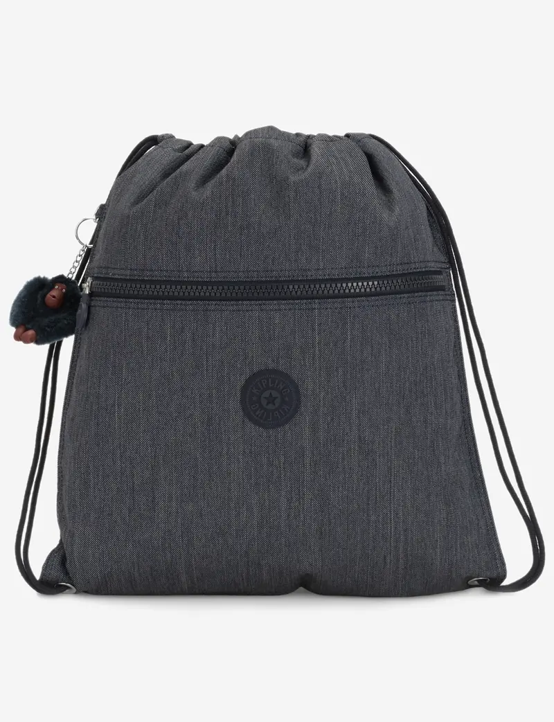 Kipling Supertaboo Medium Backpack In Marine Navy With Drawstring 1