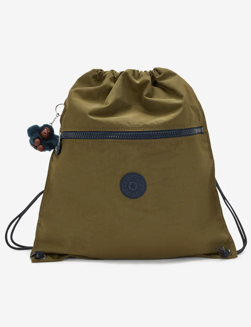 Kipling Supertaboo Medium Backpack In Treasure Green With Drawstring Closure 1