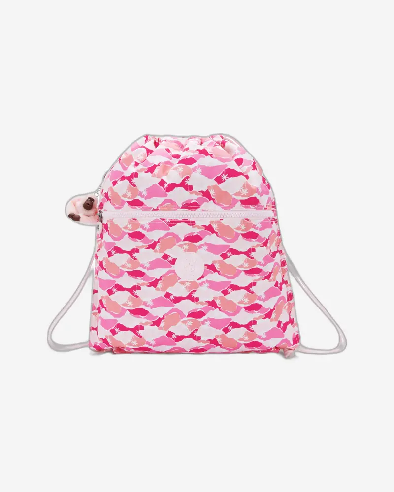 Kipling Supertaboo Pink Palm Medium Drawstring Backpack (I5637-1Bv) 1