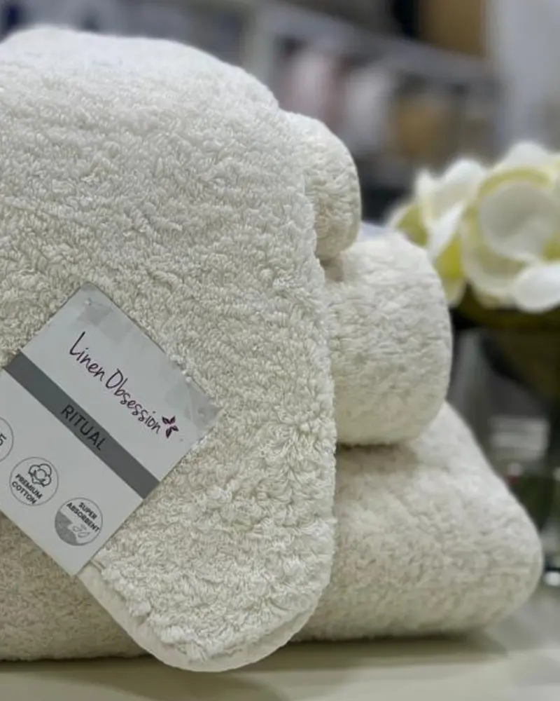 Linen Obsession Ritual Bath Towel Collection – Natural Raw Cotton Finish 1