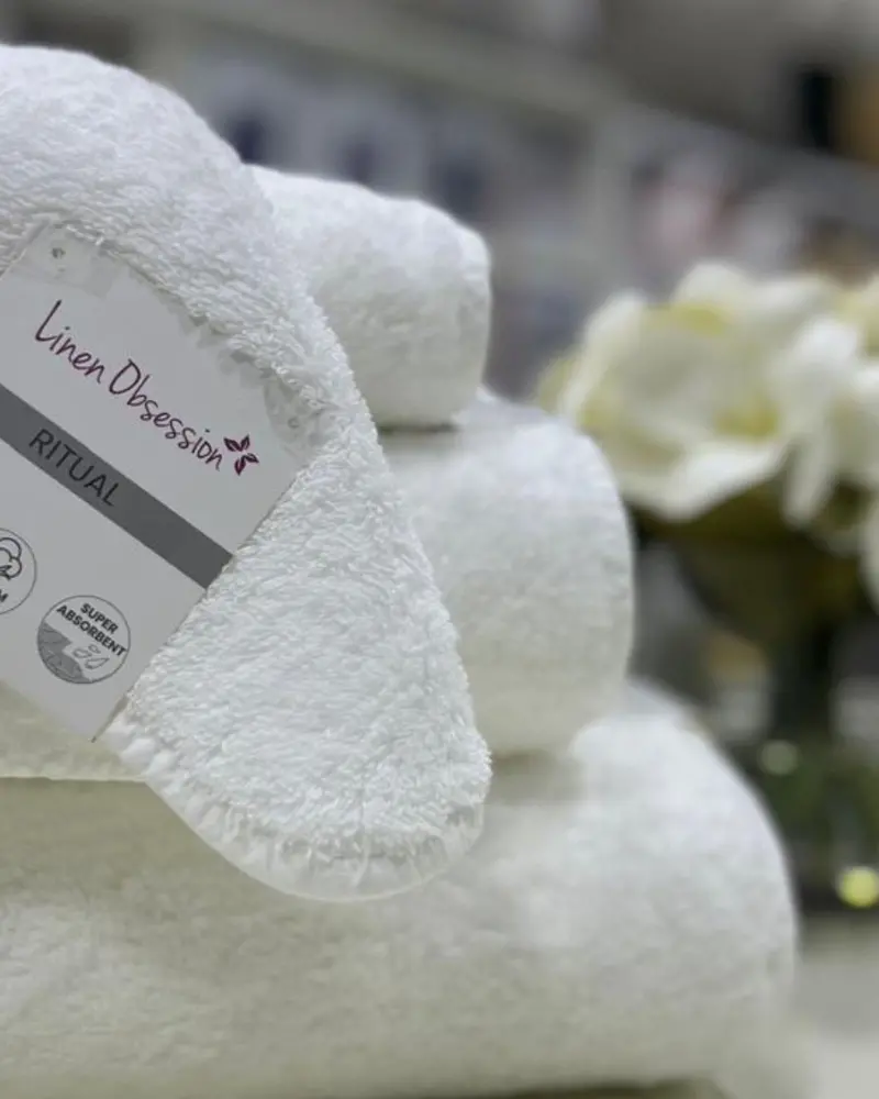 Linen Obsession Ritual Bath Towel Collection – Pure White Cotton Set 1