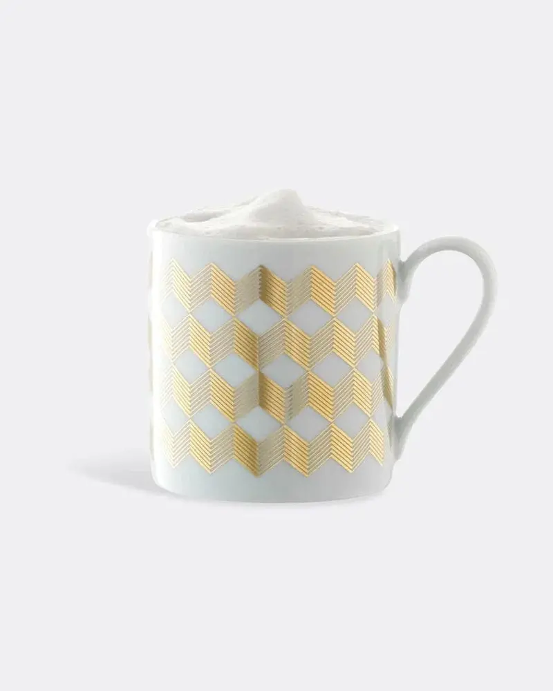 Lsa Chevron Mug – Gold-Accented Ceramic Coffee Cup 1