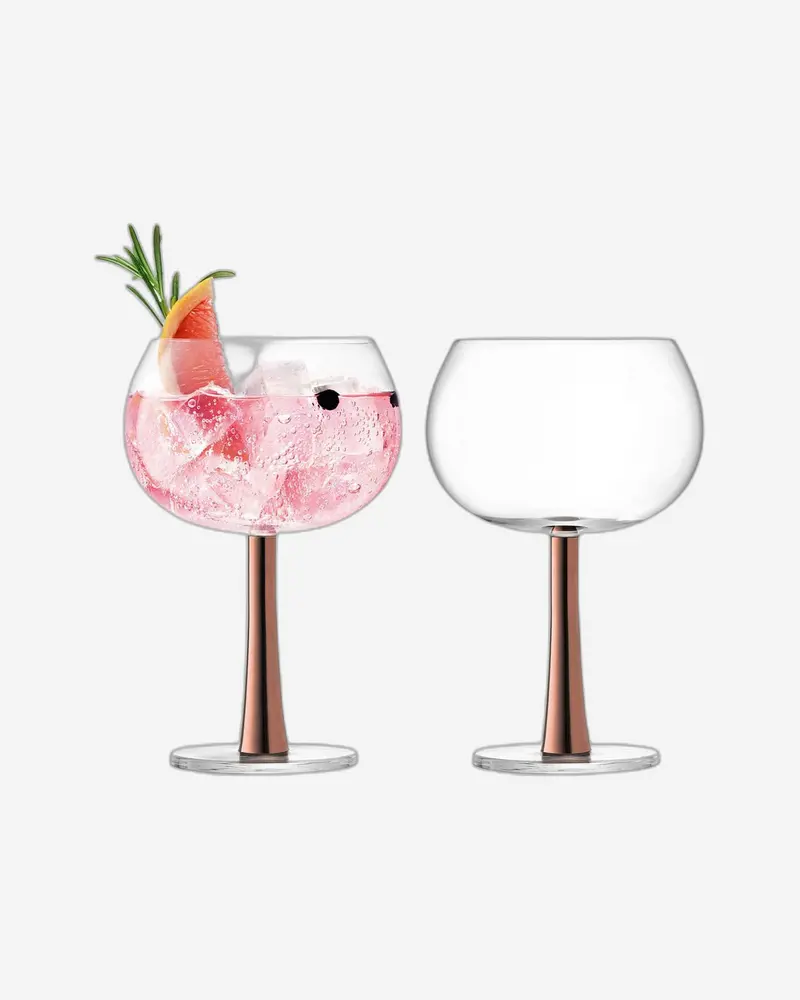 Lsa Copper-Accented Gin Balloon Glasses – Set Of 2 1
