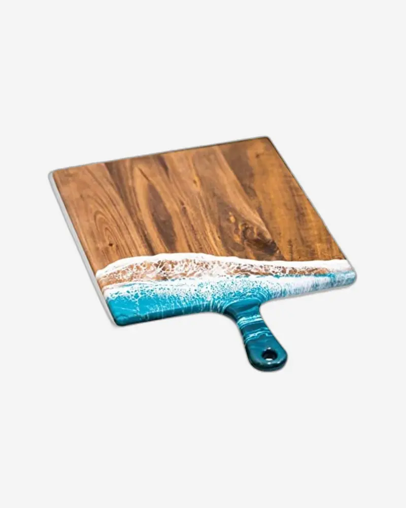 Lynn & Liana Extra-Large Blue-And-White Acacia Wood Serving Board With Resin Accents 1