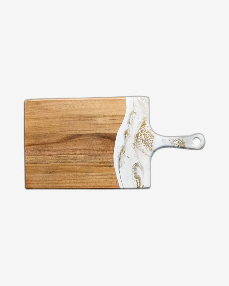 Lynn & Liana Extra-Large White Acacia Wood Board With Resin Inlays 1