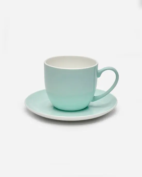 Maison Pastel Green Tea Set – Ceramic Teacup And Saucer Pair 1