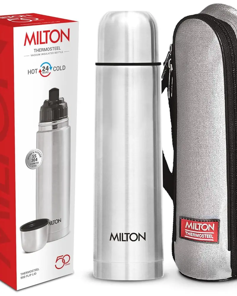 Milton Flip-Lid 500Ml Compact Insulated Water Bottle – Silver 1