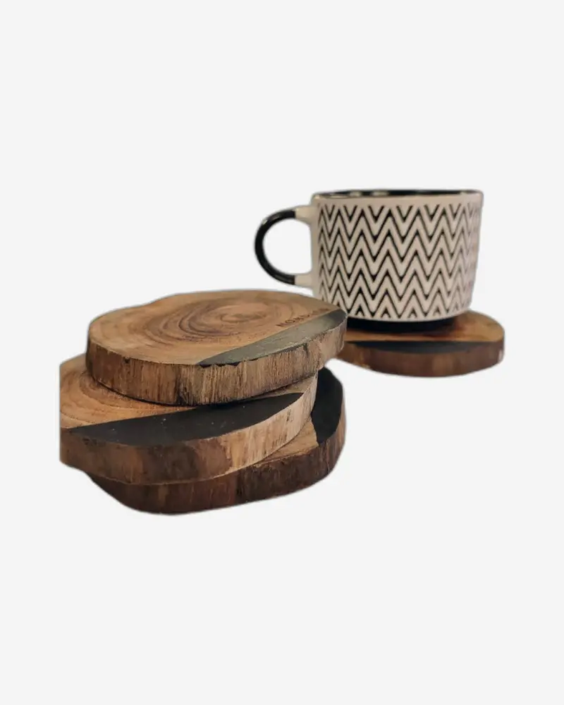 Natural Wood Coaster Set – 4-Piece Nordico Table Accessories 1