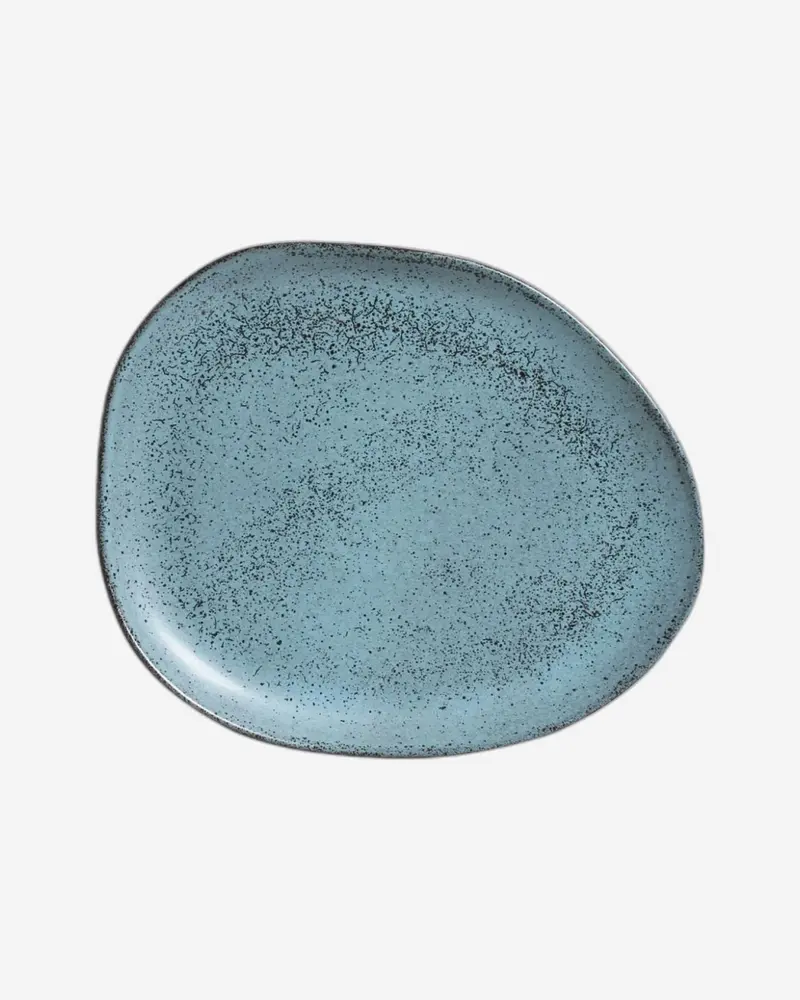 Organic Oval Stoneware Dinner Plate – 31 × 24 × 2.5 Cm, Night Sky Glaze, Brazilian Crafted 1