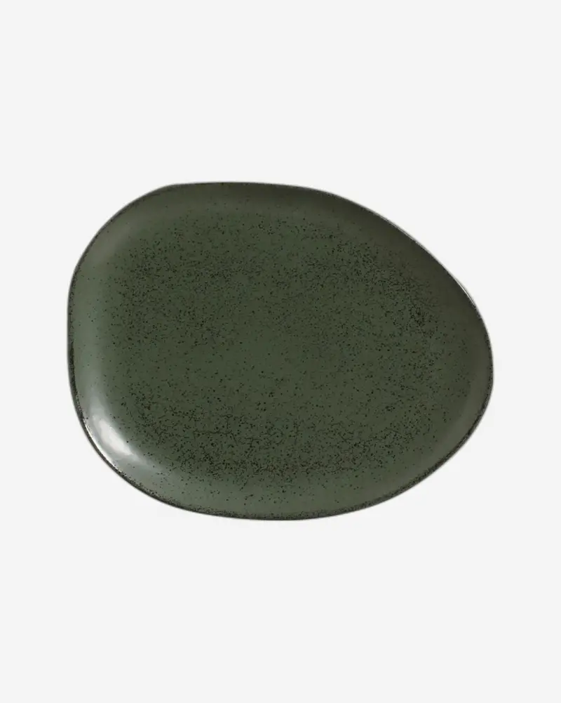 Organic Oval Stoneware Serving Plate – 31 × 24 × 2.5 Cm, Greenery Finish, Brazilian-Made 1