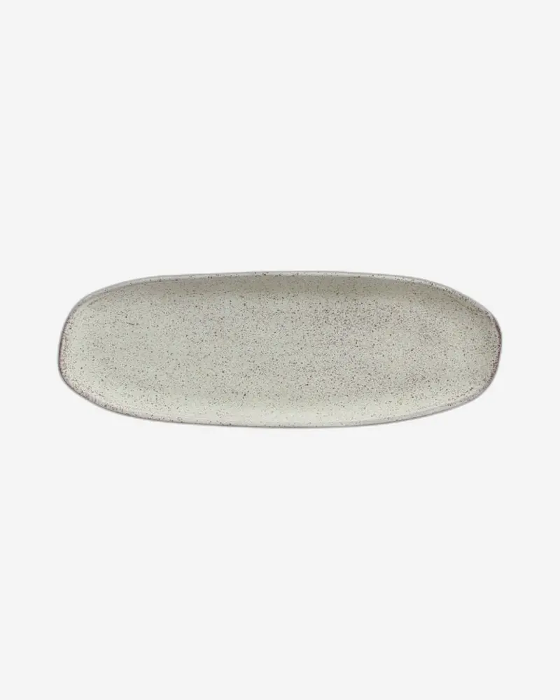 Organic Shallow Oval Stoneware Platter – 36X13Cm, Pistache Glaze (Brazil) 1