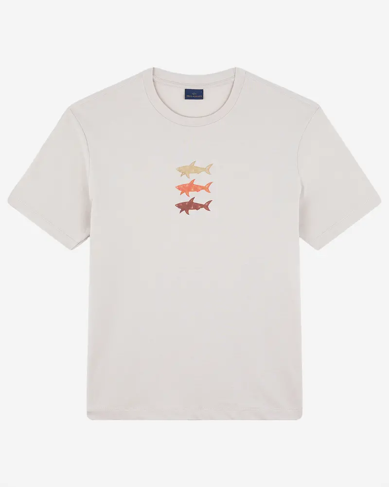 Paul & Shark Beige Shark-Printed Cotton Jersey T-Shirt 1