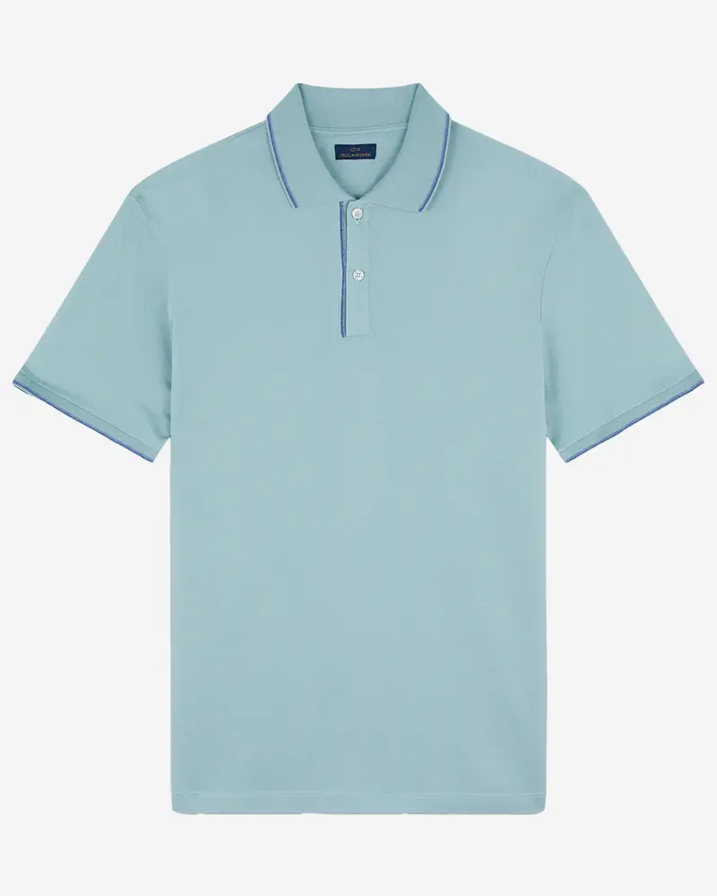 Paul & Shark Blue Water Button-Front Cotton Polo Shirt 1