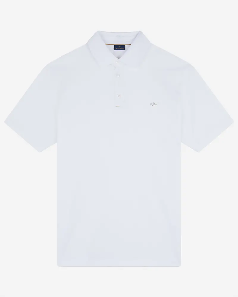 Paul & Shark White And Gold Button-Front Cotton Polo Shirt 1