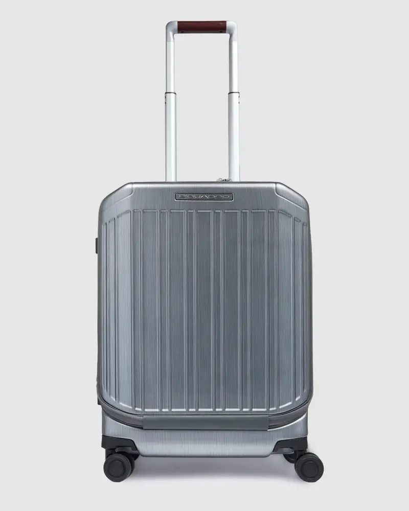 Piquadro Black Tobacco Front-Loading Shock-Absorbing Cabin Suitcase 1