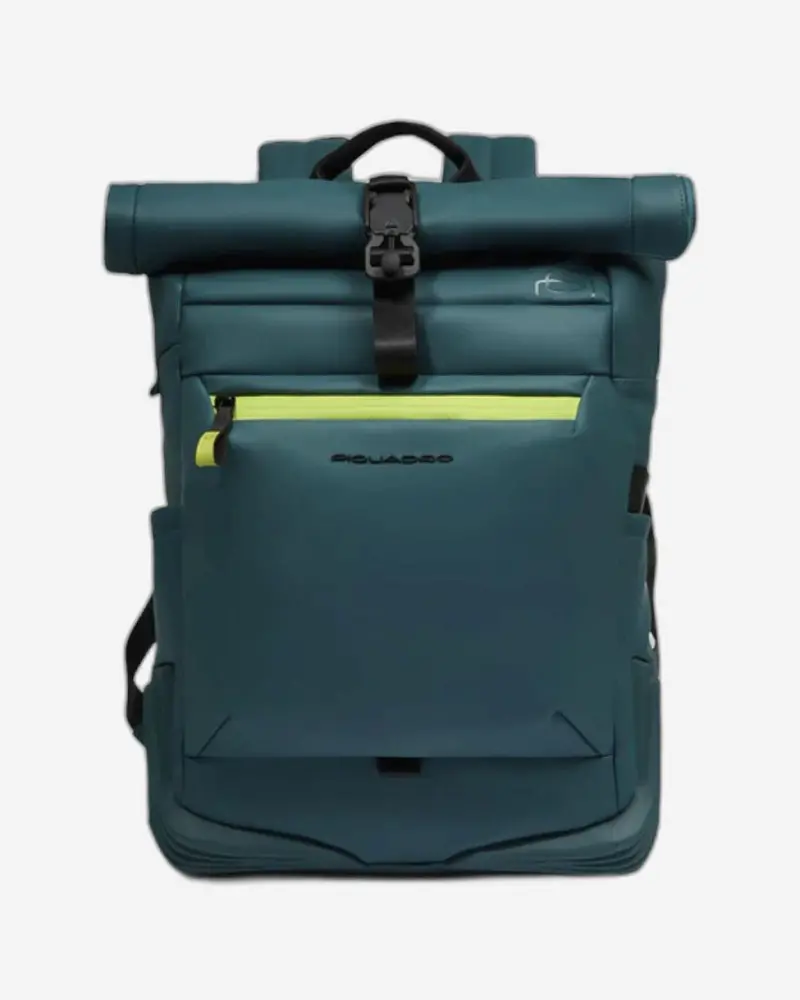 Piquadro Corner Wow Green Anti-Theft Laptop & Ipad Backpack With Sternum Strap 1