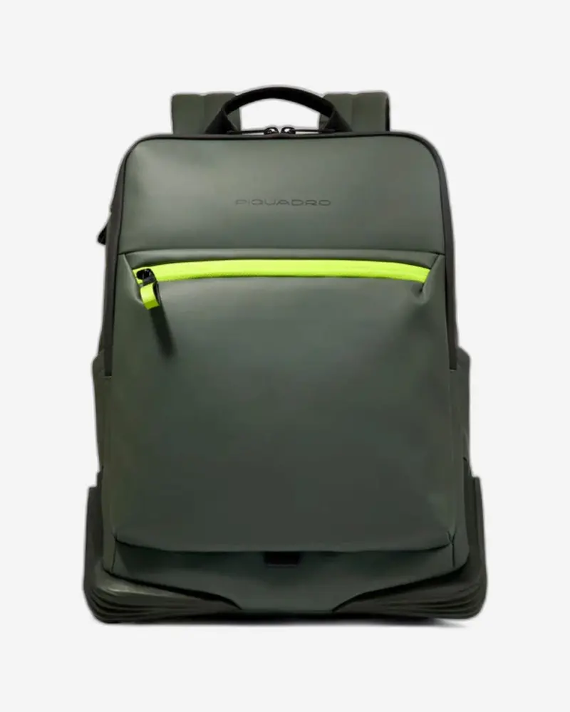 Piquadro Corner Wow Green Lightweight Fabric Backpack 1
