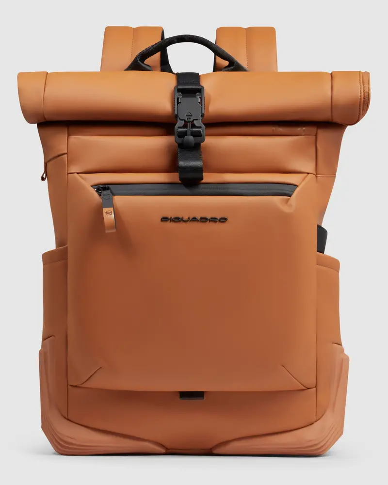 Piquadro Ergonomic Tobacco Brown Laptop Backpack With Sternum Strap 1