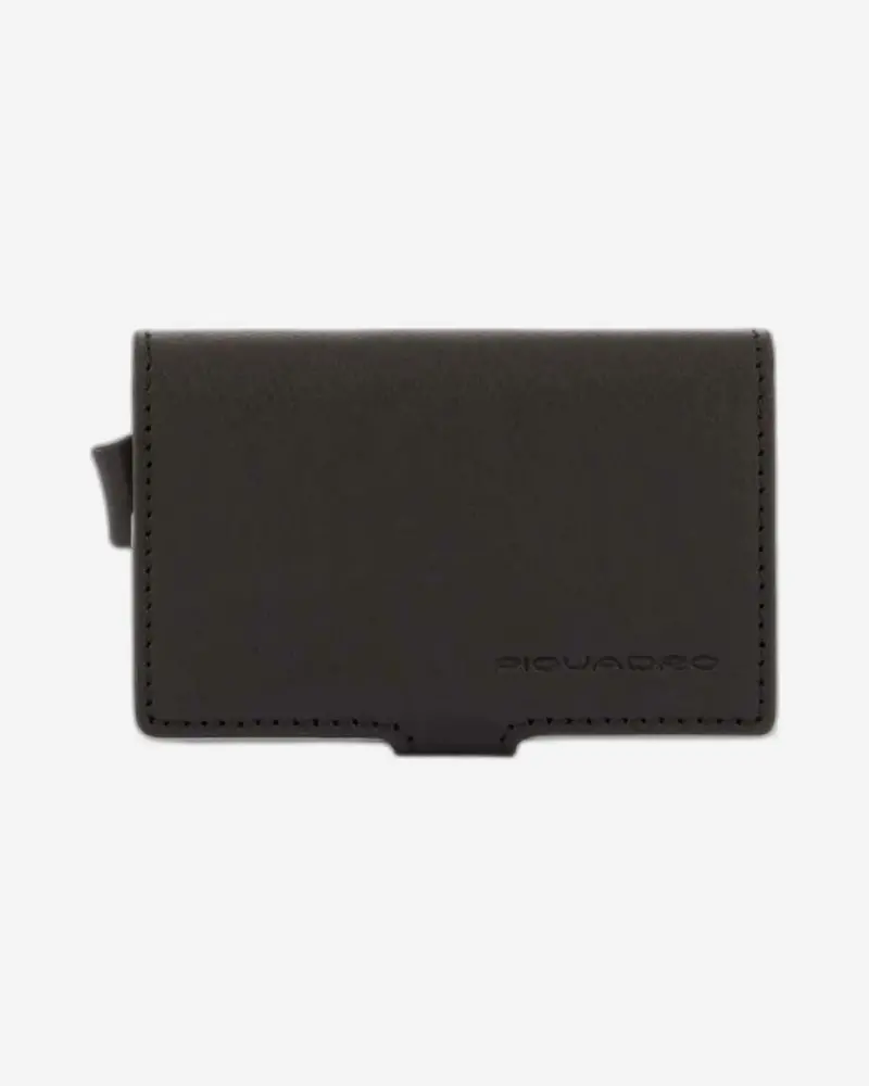 Piquadro Matte Black Square Rfid-Blocking Card Case 1