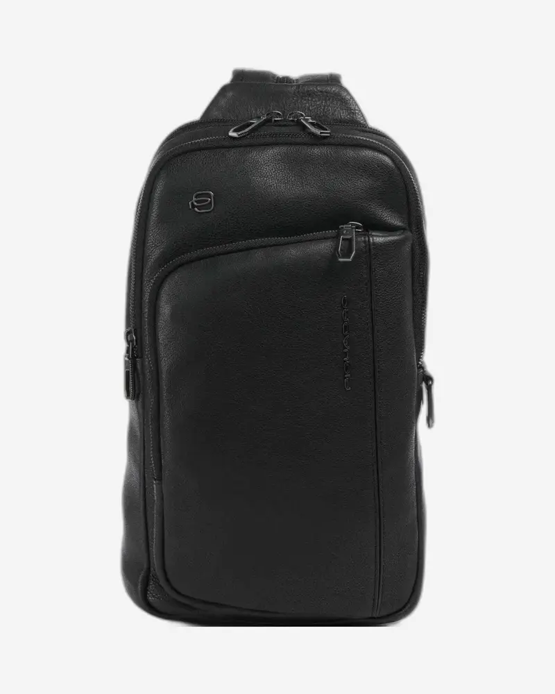 Piquadro S134 Premium Leather Monosling – Matte Black 1