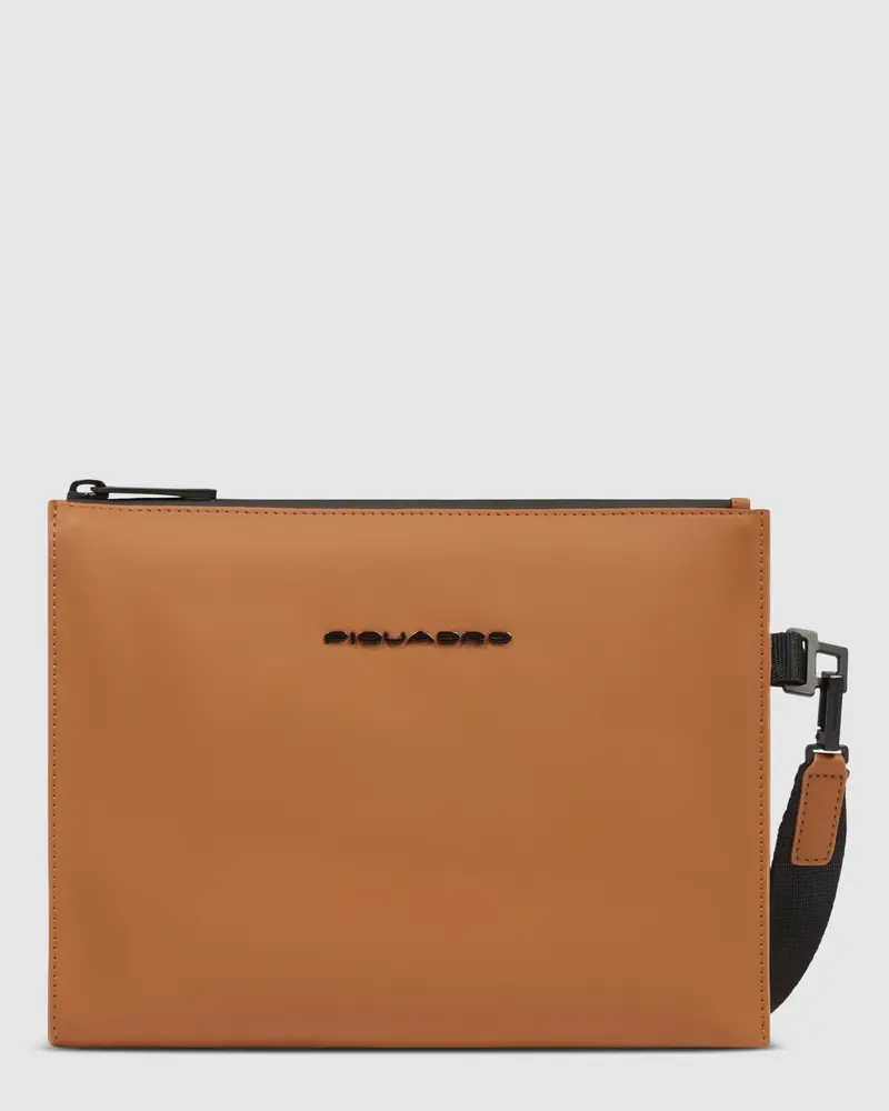 Piquadro Tobacco Brown Water-Resistant Small Clutch 1