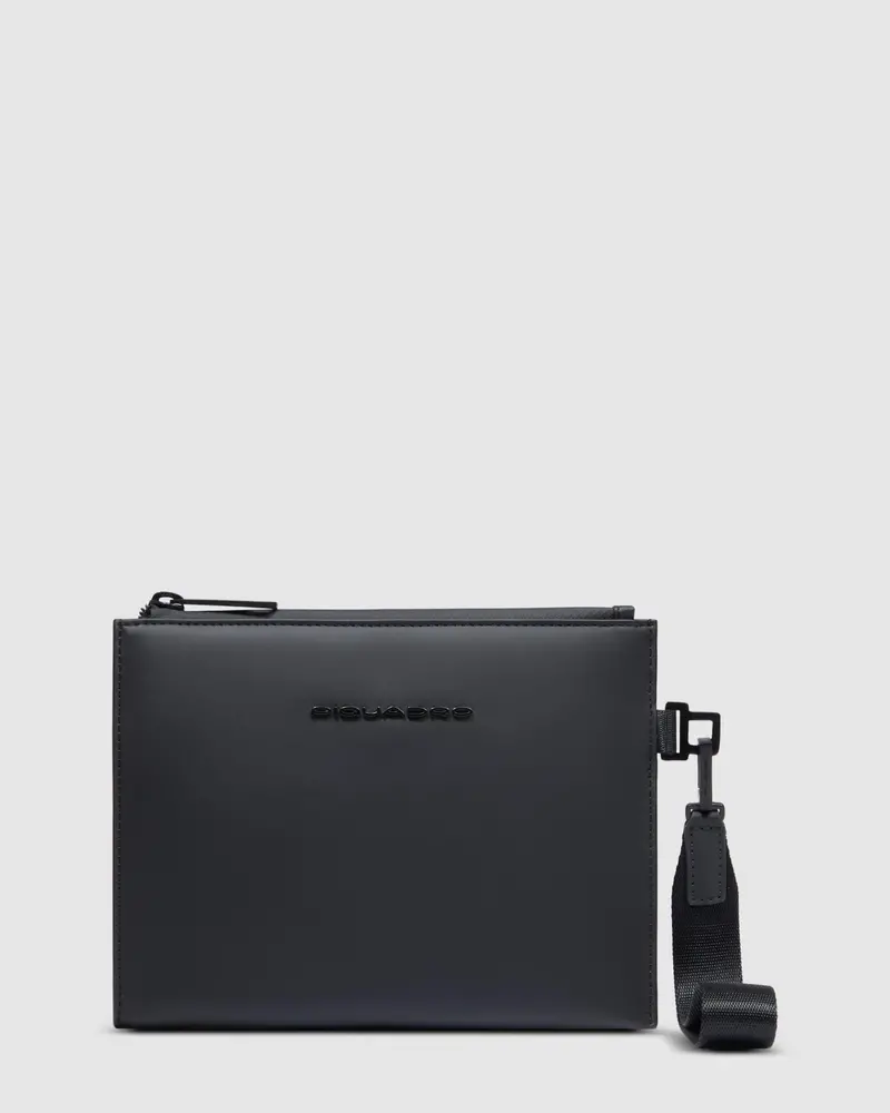 Piquadro Water-Resistant Clutch – Compact Rubberized Black Evening Bag 1