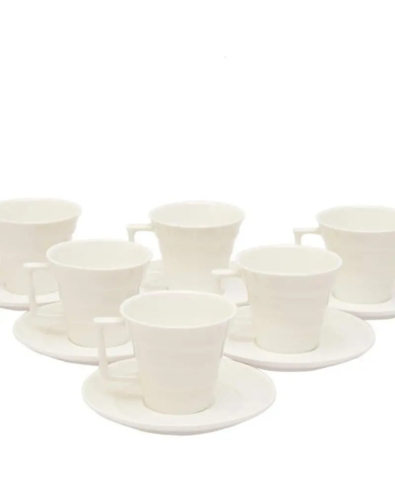 Premium 12-Piece Bone China Tea Set – 200Ml Cups With Saucers, Timeless White Finish 1