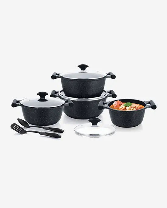 Prestige 10-Piece Granite Cookware Set – Black Finish 1