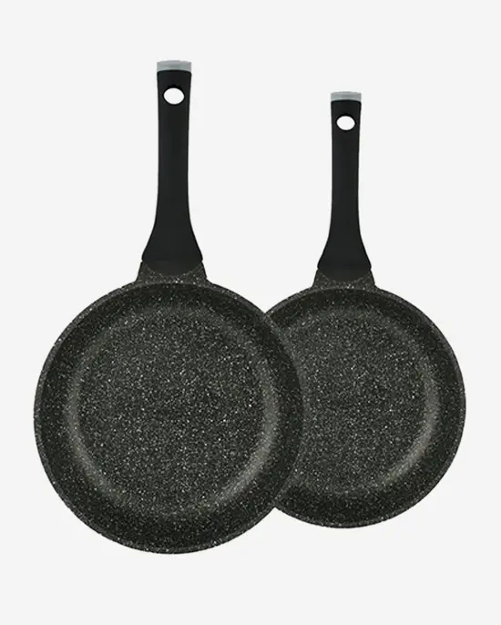 Prestige Granite 2-Piece Fry Pan Set – 24 Cm + 28 Cm (Black) 1
