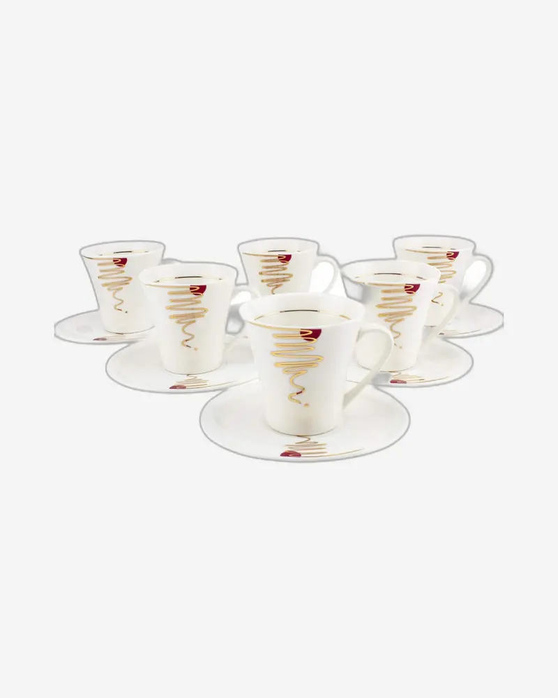 Refined Bone China Tea & Coffee Set – 12-Piece Cups & Saucers In White & Gold, 200Ml Capacity 1