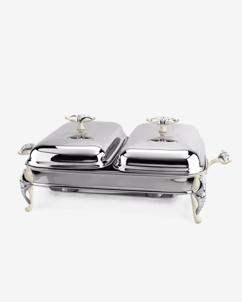 Regent Malaiqa Stainless Steel Oblong Warmer – Dual 1.5-Quart Compartments 1