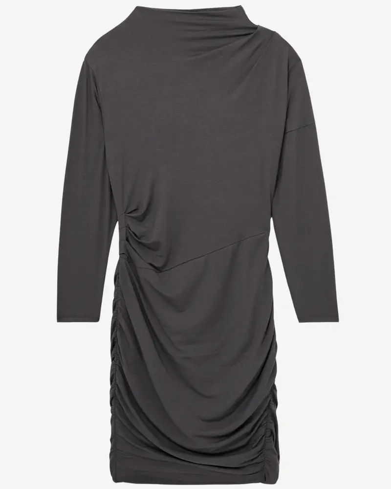 Reiss Short Ruched Jersey Dress In Charcoal 1