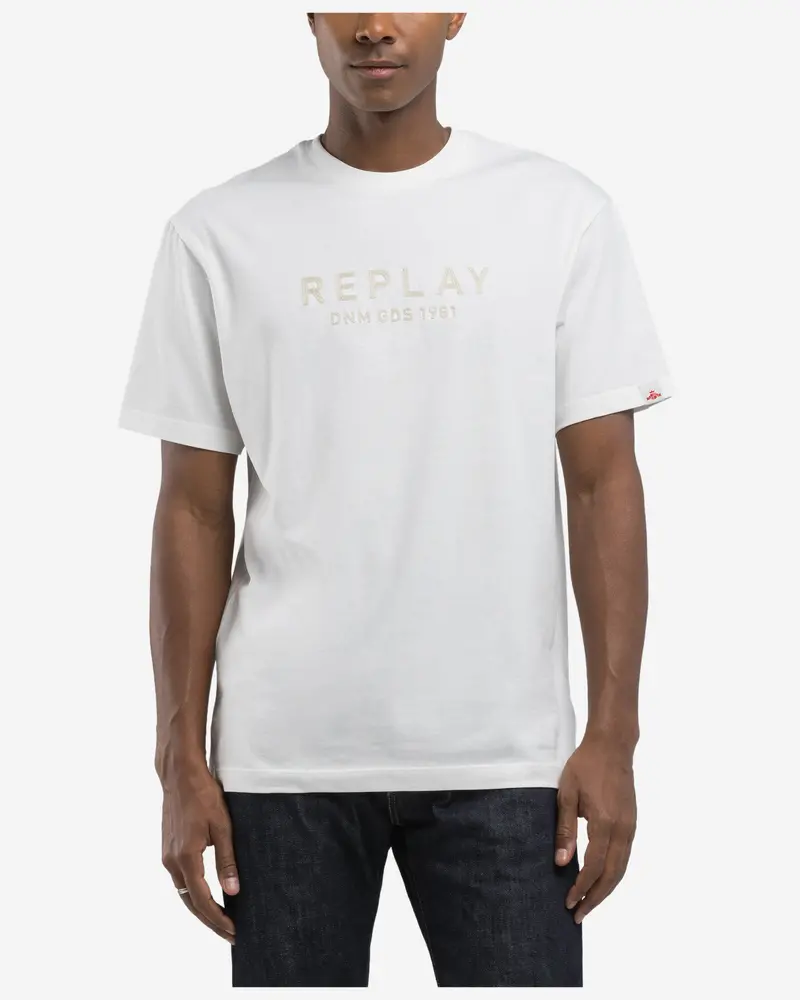Replay Relaxed-Fit Cotton T-Shirt With Subtle Lettering 1