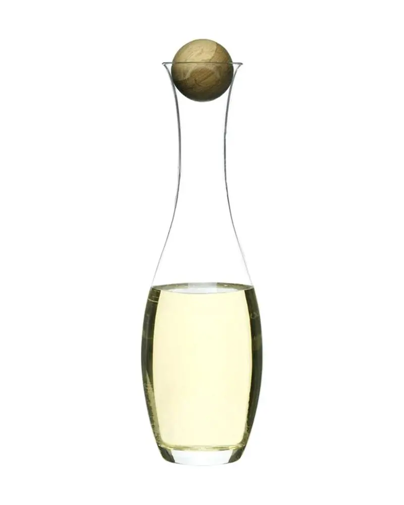 Sagaform Oak-Stoppered Wine & Water Carafe – 1L Clear Glass Design 1