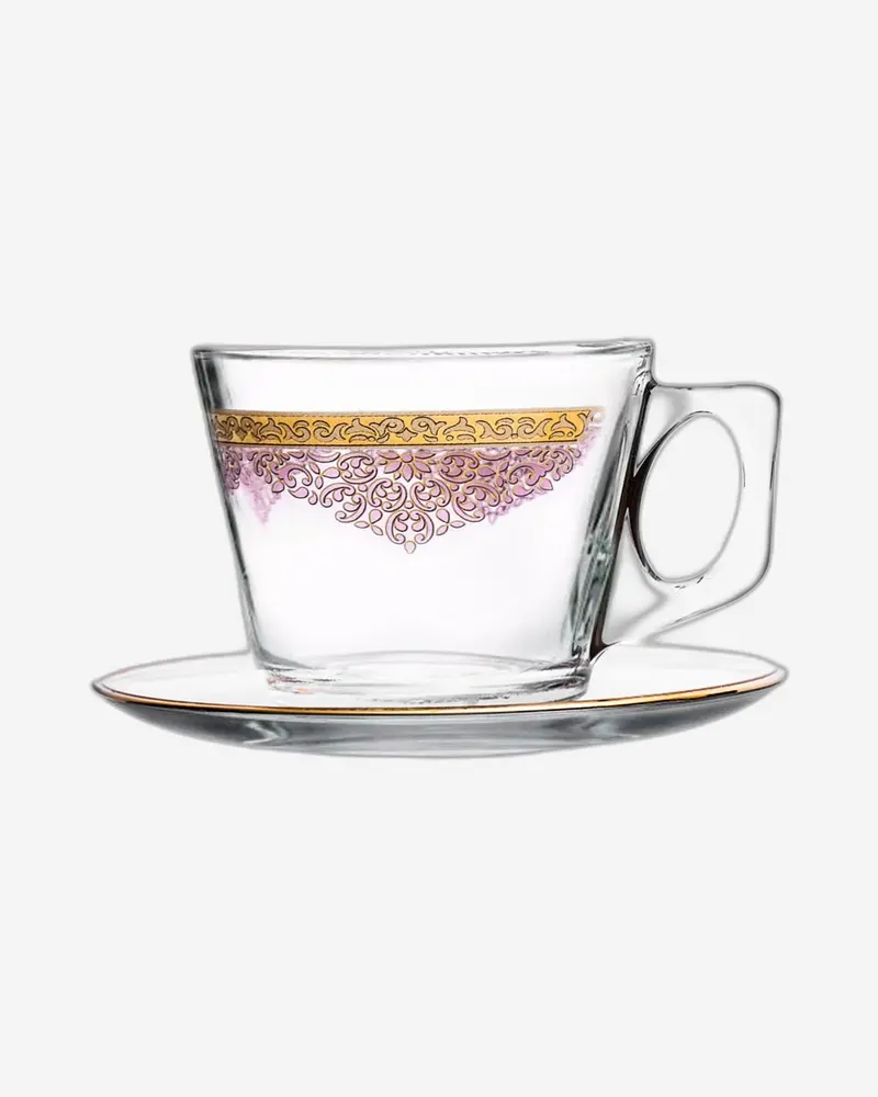 Selena Gold And Pink Tea Cup And Saucer Set – 6-Piece 1