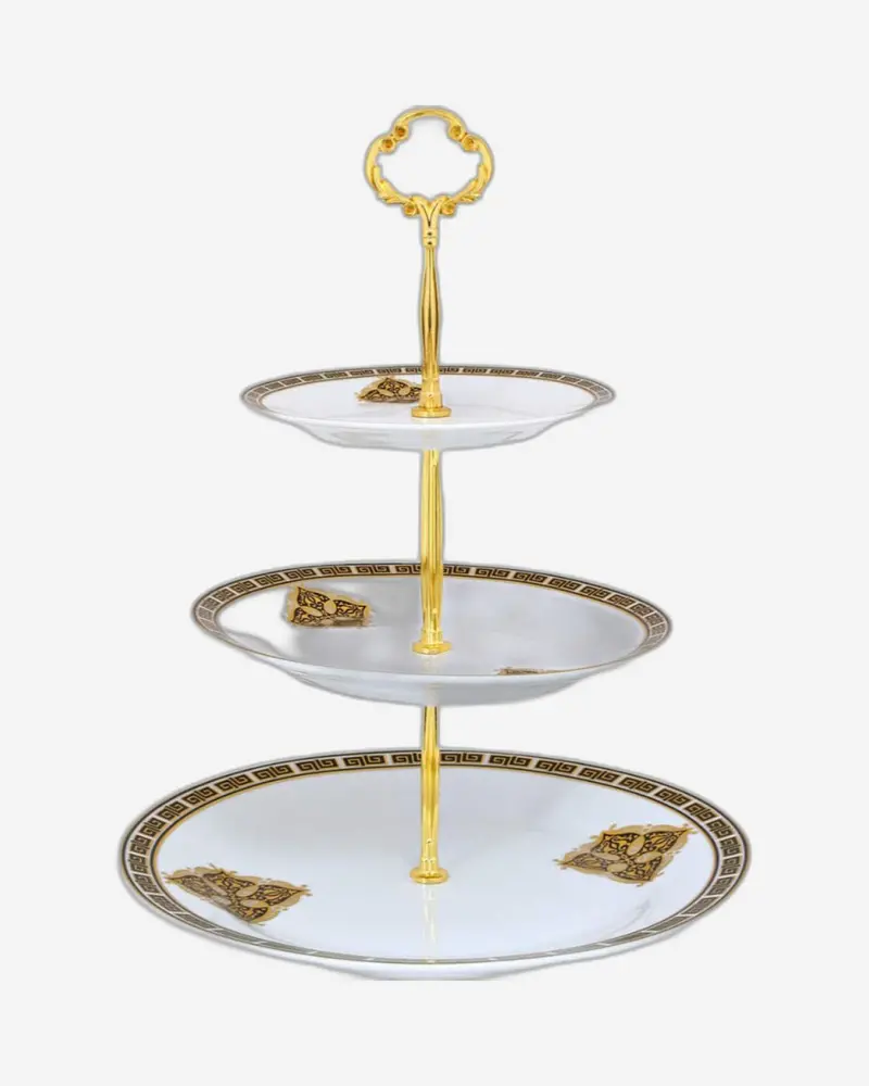 Shallow 3-Tier Bone China Dessert Stand – Stylish Tiered Serving Tray For Tea & Celebrations 1