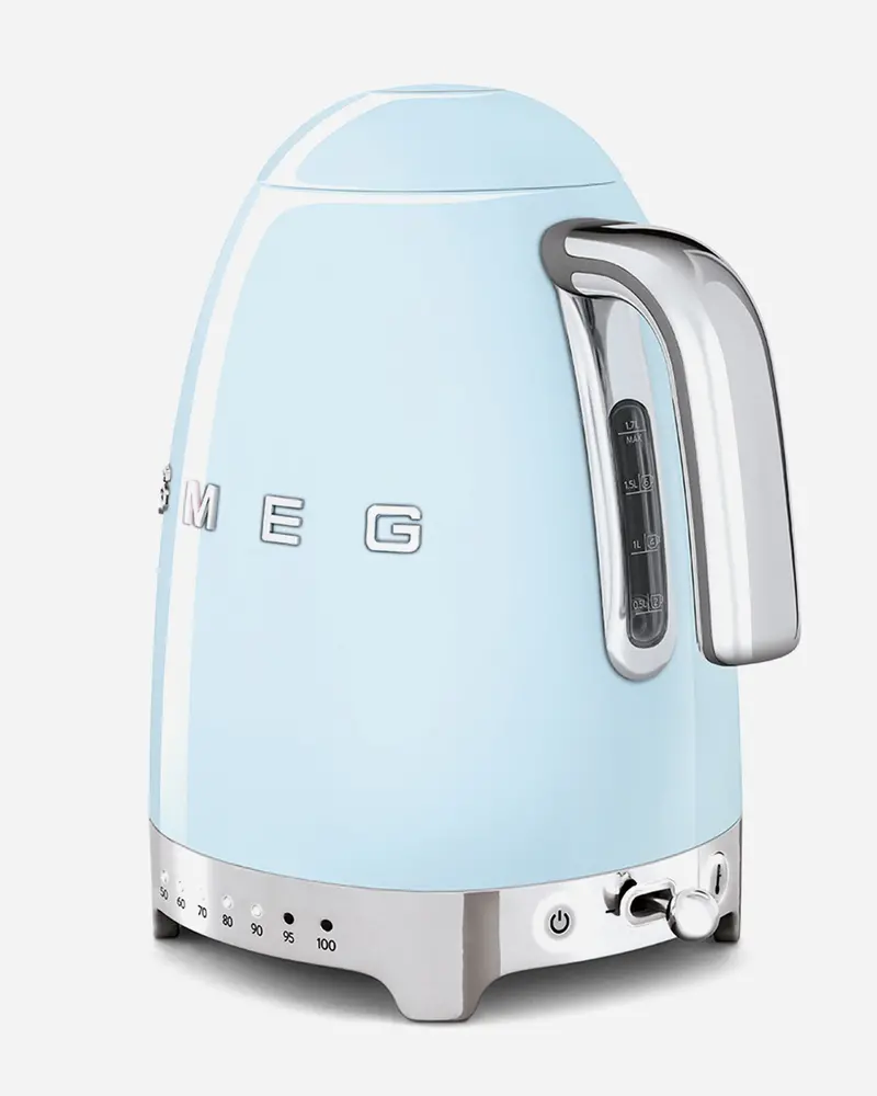 Smeg Variable-Temperature 1.7L Electric Kettle – Pastel Blue 1