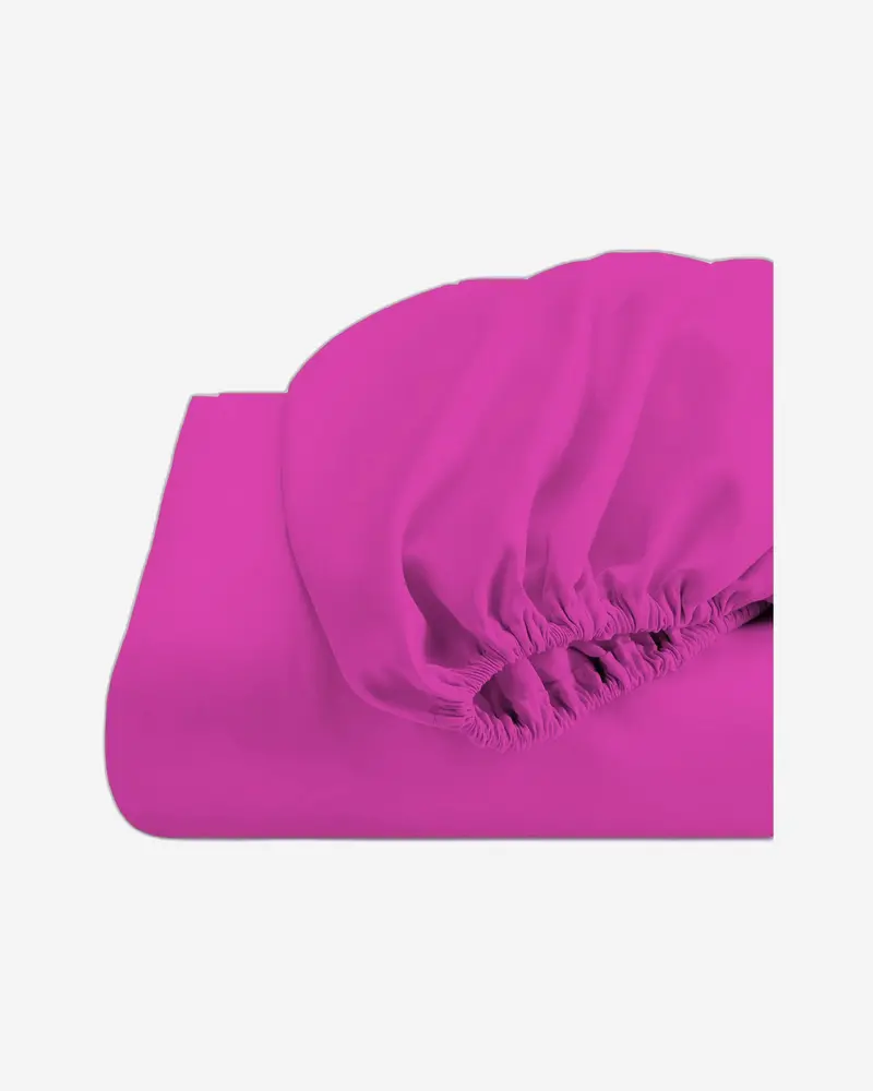 Super-Soft Fuchsia Cotton Fitted Sheet – Premium Stretch Bed Linen 1
