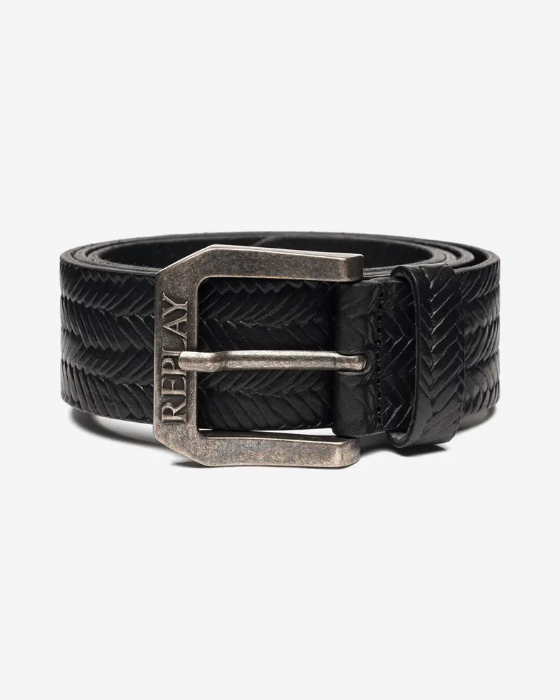Textured Woven Leather Belt 1