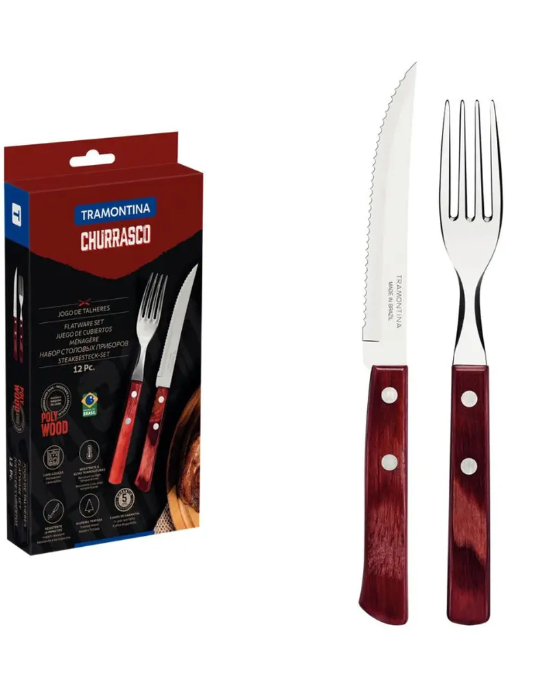 Tramontina 12-Piece Red Barbecue Flatware Set 1
