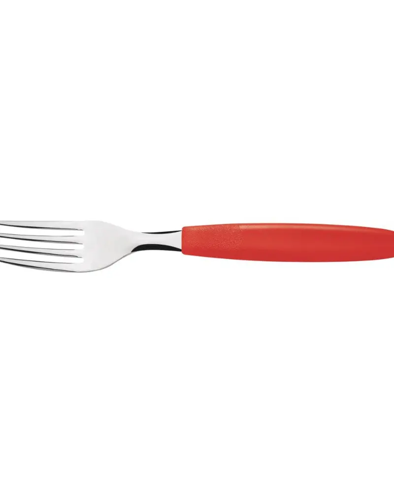 Tramontina Ipanema Dinner Fork – Red Accent Handle, Contemporary Flatware 1