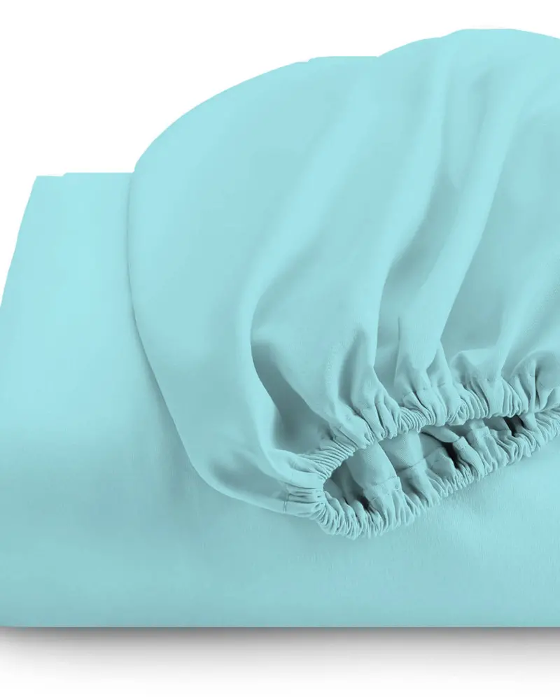 Turquoise Cotton Fitted Sheet – Vibrant, Ultra-Soft Deep-Pocket Linen 1
