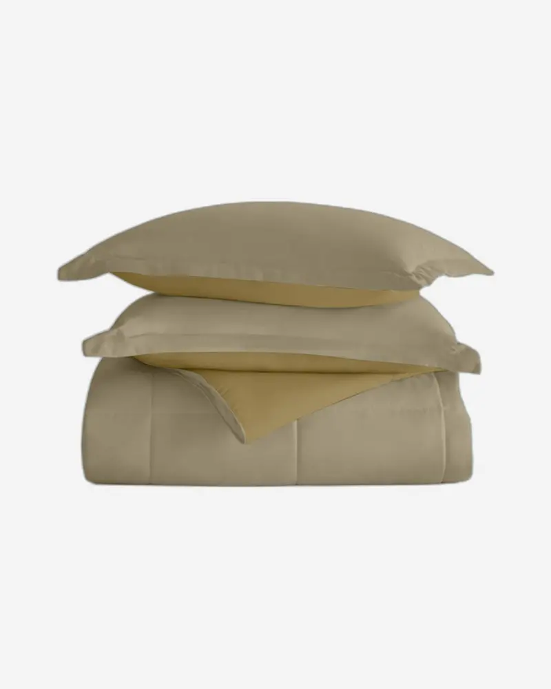 Versatile Cotton 3-Piece Comforter Set In Warm Beige 1