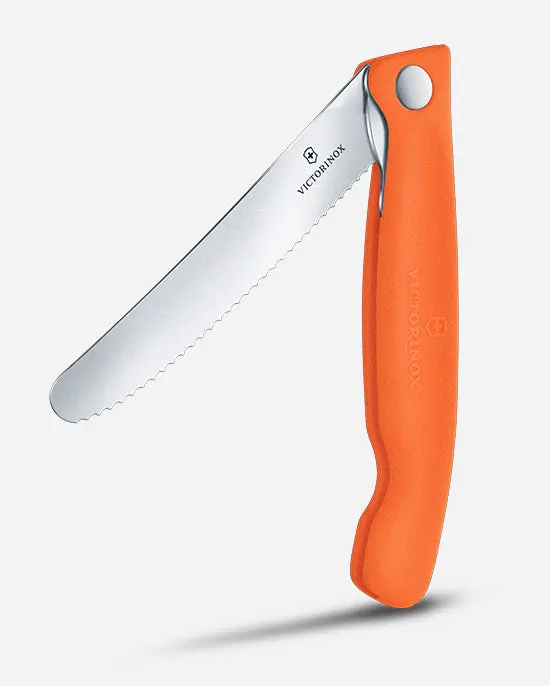 Victorinox 11Cm Wavy-Blade Folding Paring Knife – Orange Handle 1