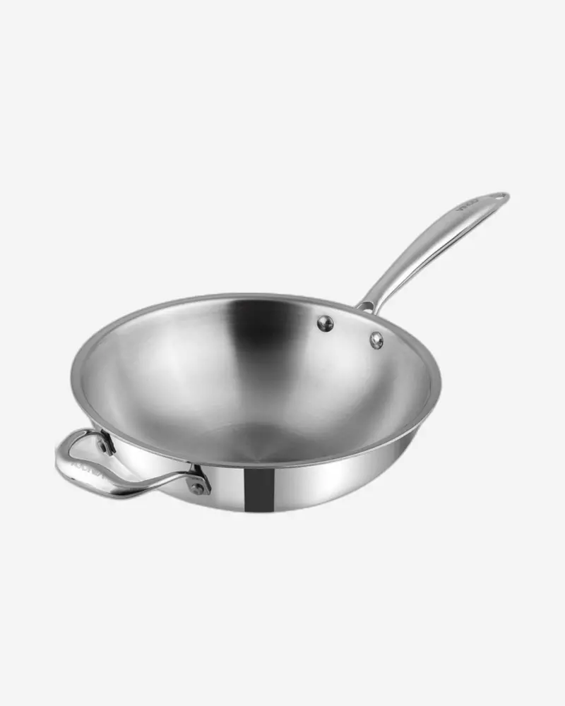 Vinod Platinum Triply Stainless Steel Induction-Compatible Wok – 26 Cm, 3 L, Riveted Handle 1